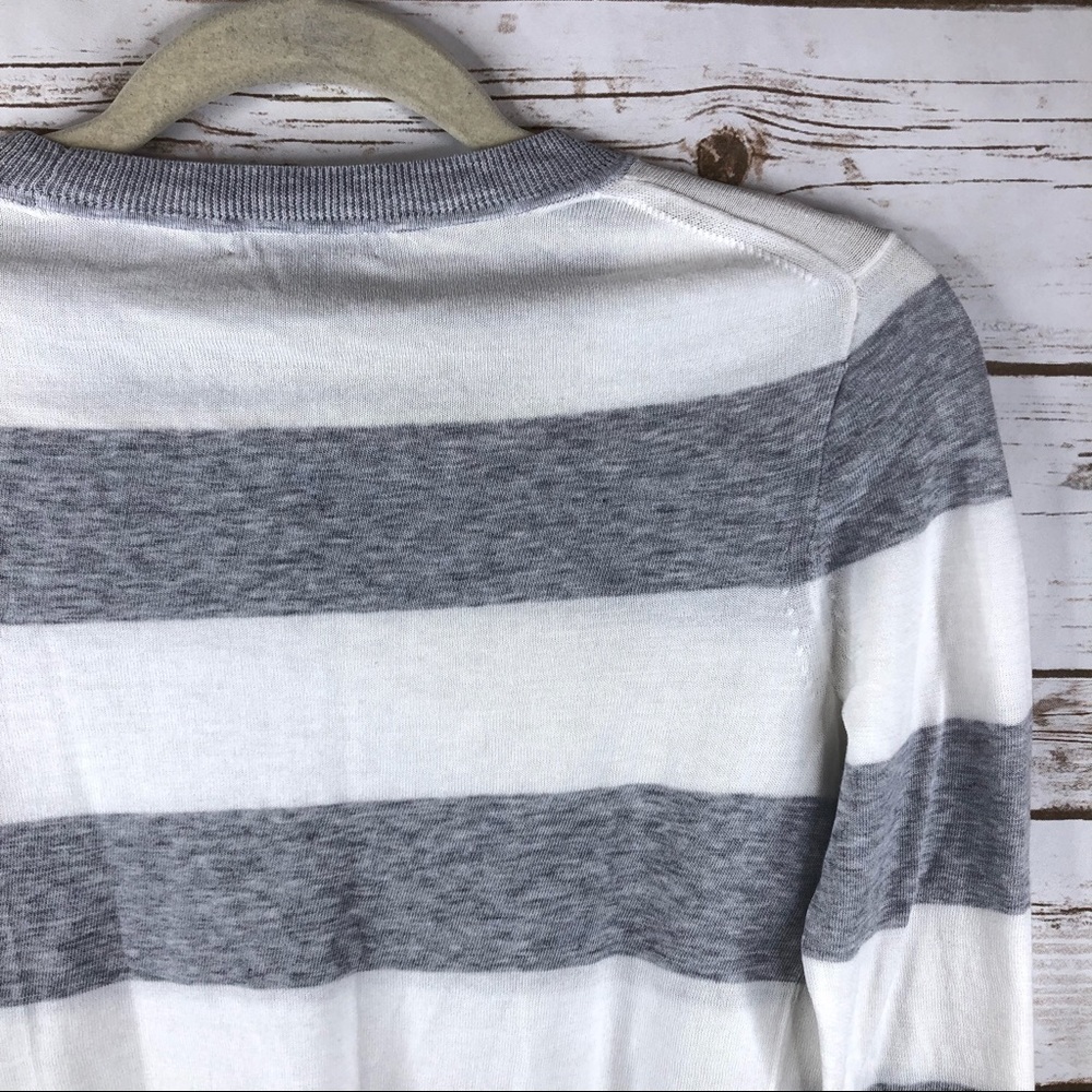 J. Crew gray white stripe cotton fitted top - Picture 6 of 8